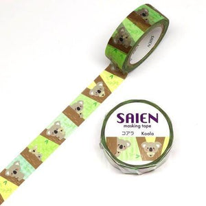 Kamiiso Saien Washi Tape 15mm Masking Tape - Koala | papermindstationery.com | 15mm Washi Tapes, Animal, Kamiiso, Washi Tapes