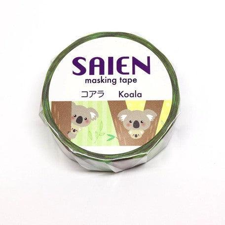 Kamiiso Saien Washi Tape 15mm Masking Tape - Koala | papermindstationery.com | 15mm Washi Tapes, Animal, Kamiiso, Washi Tapes