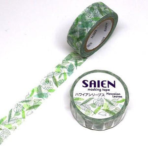 Kamiiso Saien Washi Tape 15mm Masking Tape - Hawaiian Leaves