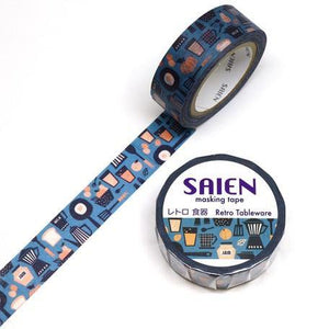 Kamiiso Saien Washi Tape 15mm Masking Tape - Tableware Plates & Utensil | papermindstationery.com | 15mm Washi Tapes, boxing, Kamiiso, Kamiiso Sansyo, Others, sale, Washi Tapes
