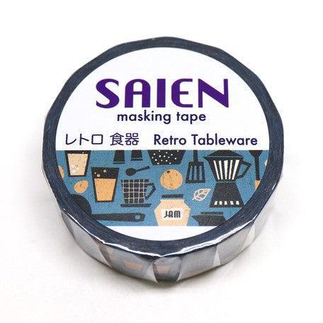 Kamiiso Saien Washi Tape 15mm Masking Tape - Tableware Plates & Utensil | papermindstationery.com | 15mm Washi Tapes, boxing, Kamiiso, Kamiiso Sansyo, Others, sale, Washi Tapes