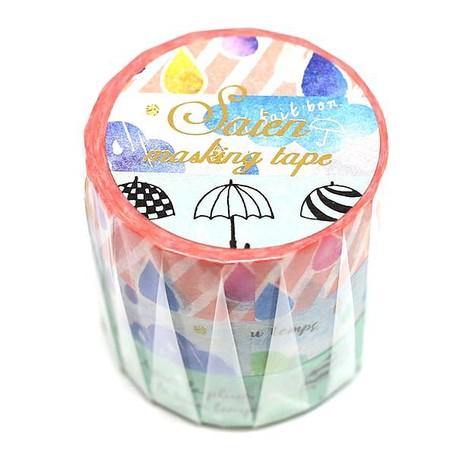 Rain & Umbrella - Kamiiso Saien Washi Tape Set 15mm Masking Tape | papermindstationery.com