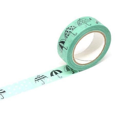 Kamiiso Saien Washi Tape Set 15mm Masking Tape - Rain & Umbrella | papermindstationery.com | Kamiiso, Kamiiso Sansyo, Others, Washi Tape Set, Washi Tapes