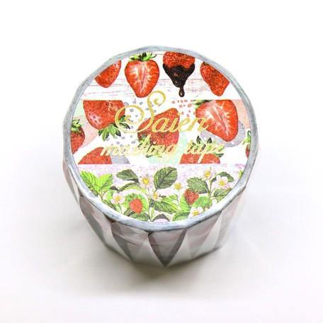 Kamiiso Saien Washi Tape Set 15mm Masking Tape - Strawberry | papermindstationery.com | 15mm Washi Tapes, Fruit, Kamiiso, Washi Tape Set, Washi Tapes