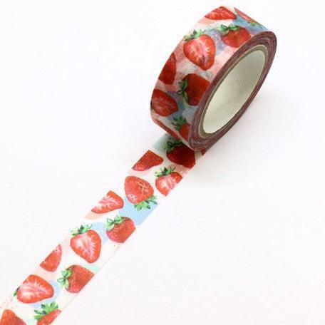 Kamiiso Saien Washi Tape Set 15mm Masking Tape - Strawberry | papermindstationery.com | 15mm Washi Tapes, Fruit, Kamiiso, Washi Tape Set, Washi Tapes