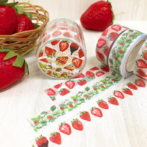 Kamiiso Saien Washi Tape Set 15mm Masking Tape - Strawberry | papermindstationery.com | 15mm Washi Tapes, Fruit, Kamiiso, Washi Tape Set, Washi Tapes