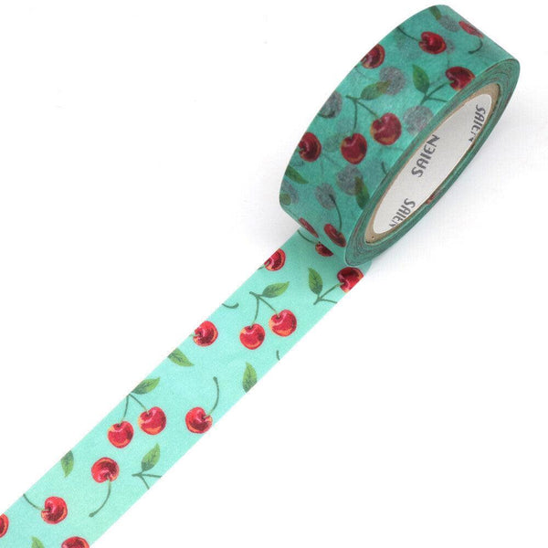 Kamiiso Saien Washi Tape Set 15mm Masking Tape - Sweet Cherry | papermindstationery.com | 15mm Washi Tapes, Fruit, Kamiiso, Washi Tape Set, Washi Tapes