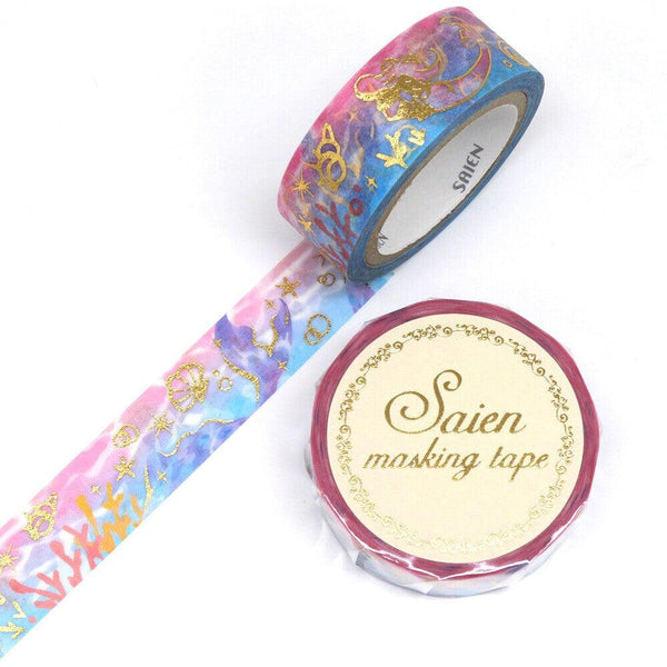Sea Mermaid - Kamiiso Saien Washi Tape 15mm Masking Tape Foil Stamping | papermindstationery.com