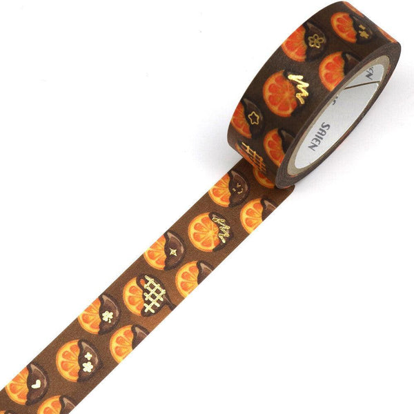 Kamiiso Saien Washi Tape 15mm Foil Stamping - Chocolate Dipped Orange | papermindstationery.com | 15mm Washi Tapes, boxing, Dessert, Kamiiso, sale, Washi Tapes