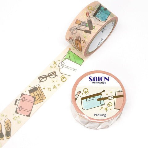 Kamiiso Saien Washi Tape 20mm - Travel Luggage Packing | papermindstationery.com | 20mm Washi Tapes, Kamiiso, Travel, Washi Tapes