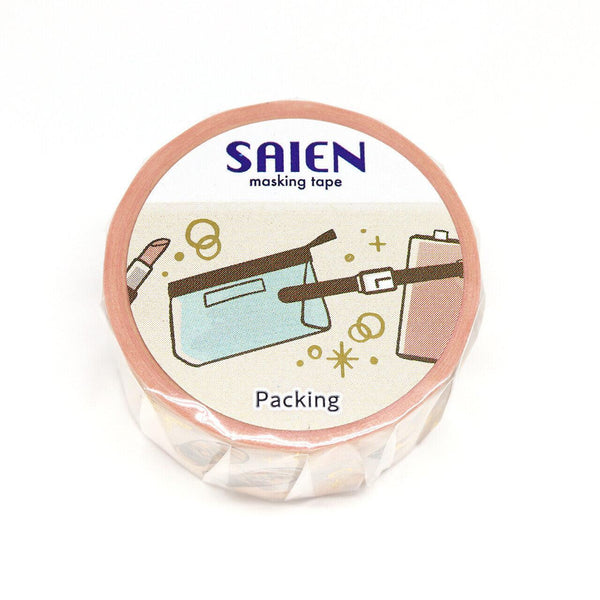 Kamiiso Saien Washi Tape 20mm - Travel Luggage Packing | papermindstationery.com | 20mm Washi Tapes, Kamiiso, Travel, Washi Tapes