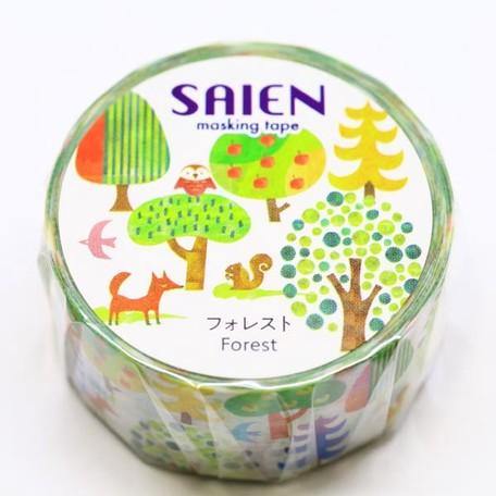 Kamiiso Saien Washi Tape 20mm Masking Tape - Forest | papermindstationery.com | 20mm Washi Tapes, boxing, Flower, Kamiiso, sale, Washi Tapes