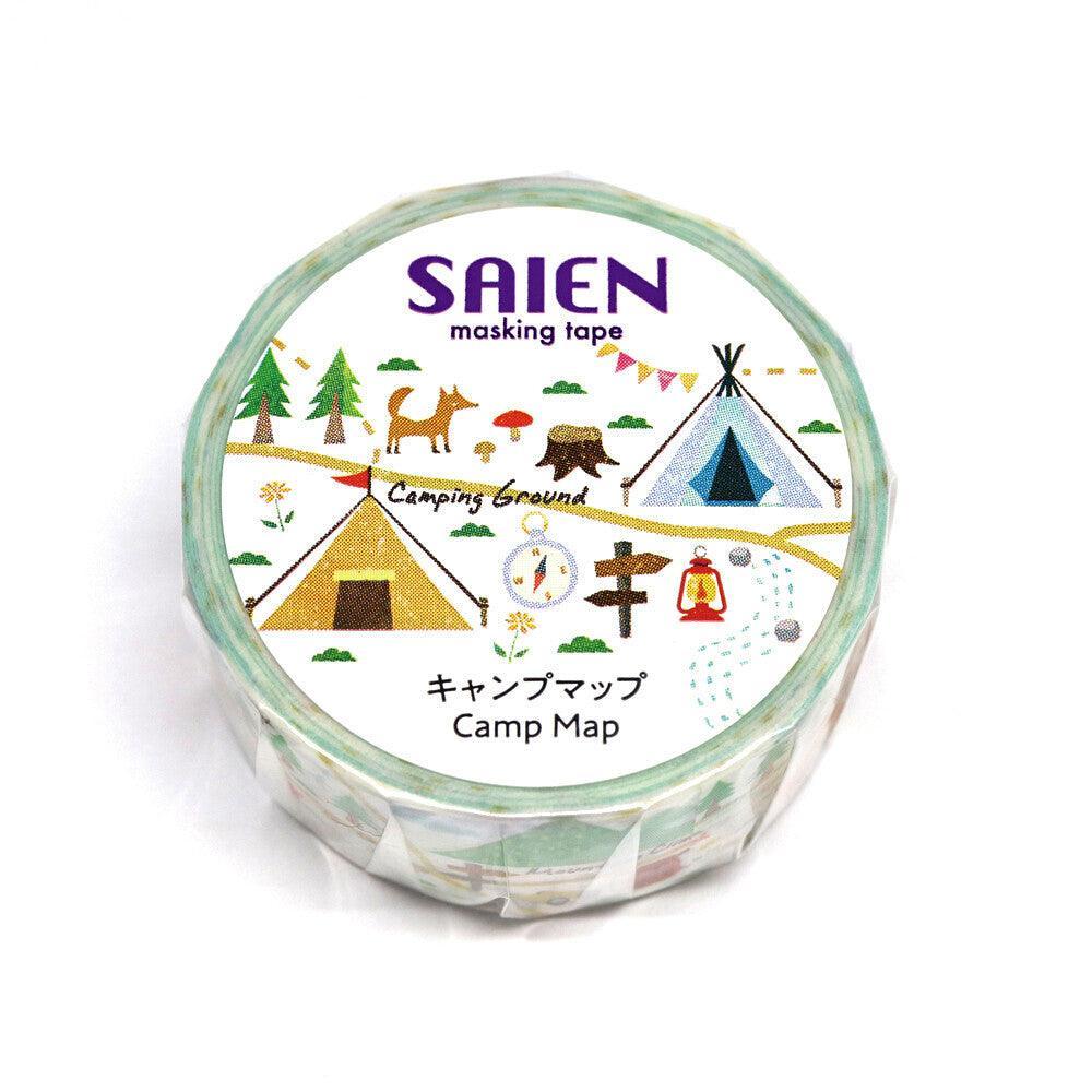 Kamiiso Saien Washi Tape 20mm Masking Tape - Camping Map