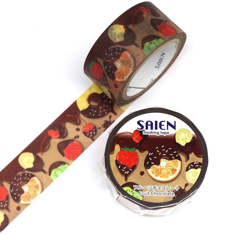Kamiiso Saien Washi Tape 20mm Masking Tape - Chocolate Dipped Fruit | papermindstationery.com | 20mm Washi Tapes, Dessert, Fruit, Kamiiso, Washi Tapes