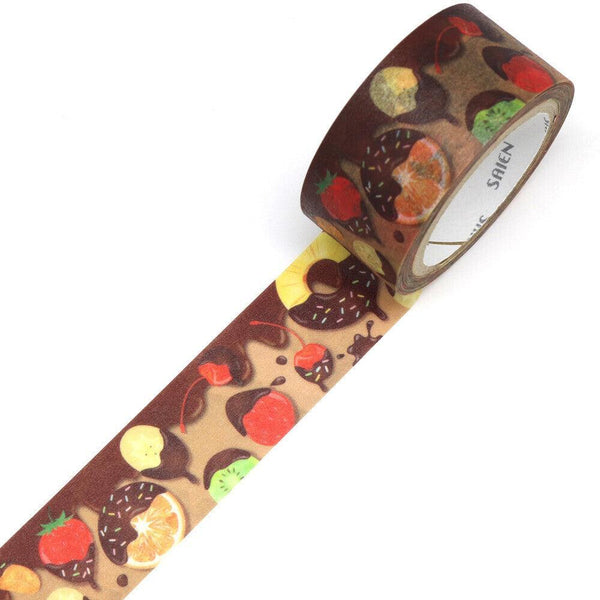 Kamiiso Saien Washi Tape 20mm Masking Tape - Chocolate Dipped Fruit | papermindstationery.com | 20mm Washi Tapes, Dessert, Fruit, Kamiiso, Washi Tapes