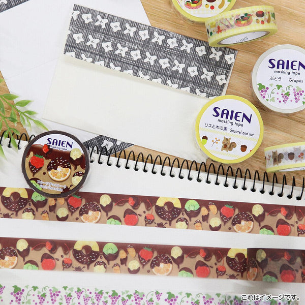 Kamiiso Saien Washi Tape 20mm Masking Tape - Chocolate Dipped Fruit | papermindstationery.com | 20mm Washi Tapes, Dessert, Fruit, Kamiiso, Washi Tapes