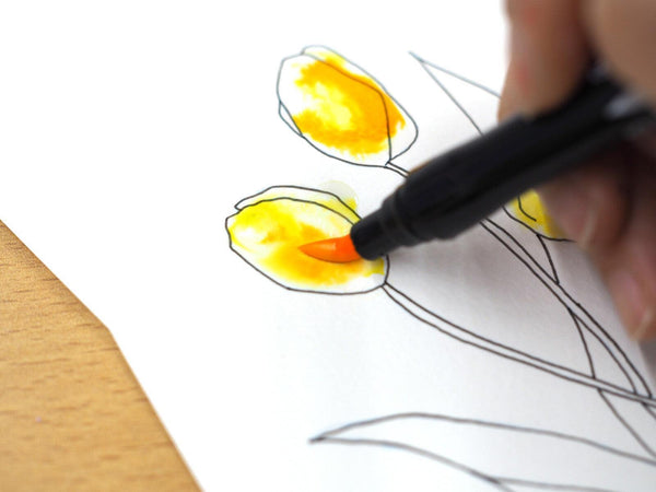KURETAKE Zig Brush Pen Set Exploring Watercolor Lesson - How to paint flowers | papermindstationery.com | Best Sellers, Brush Pens, KURETAKE, Writing Tools