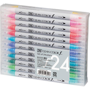 KURETAKE Zig Clean Color Twin Tip Marker Pen 24 Color Set | papermindstationery.com