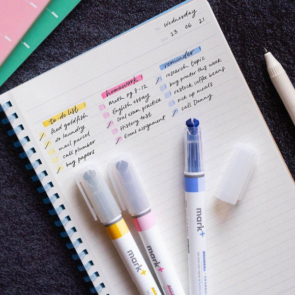 KOKUYO Mark+ Dual Tone Highlighter Pens - 5 Color Set | papermindstationery.com