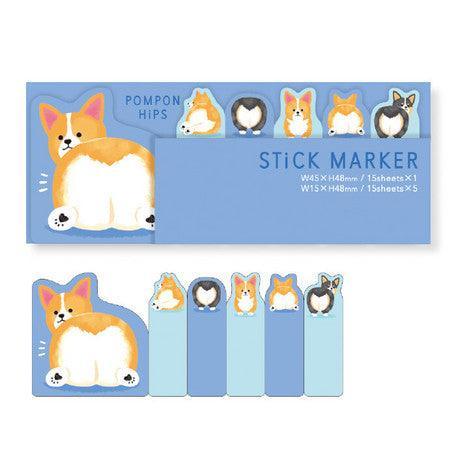 Mind Wave Sticky Note - Corgi Back - Page Marker Cute Index Tab Flag Stationary | papermindstationery.com | Dog, Mind Wave, Paper Products, Pet, Sticky Notes