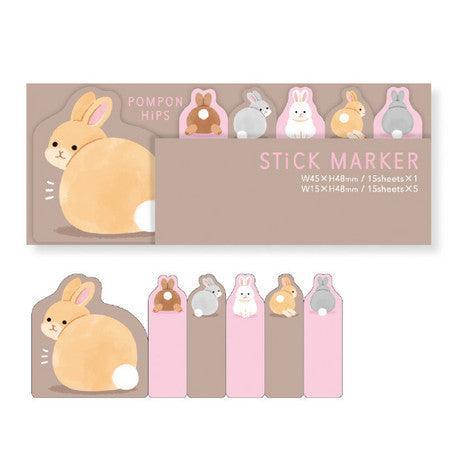 Mind Wave Sticky Note Page Marker Cute Index Tab Flag Stationary - Rabbit Back | papermindstationery.com | Animal, Mind Wave, Paper Products, Rabbit, Sticky Notes