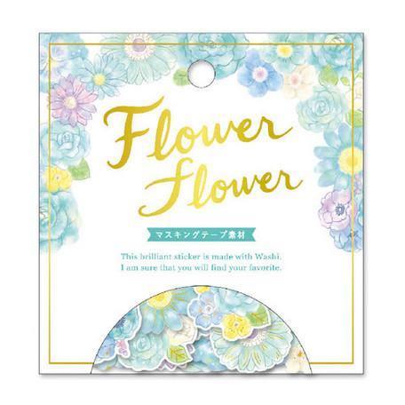Mind Wave Washi Sticker Flakes - Flower Mint Blue | papermindstationery.com