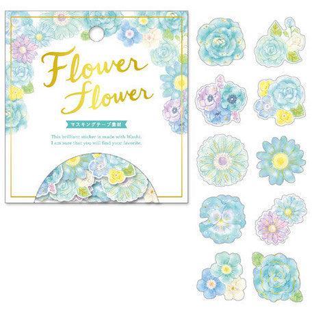 Mind Wave Washi Sticker Flakes - Flower Mint Blue | papermindstationery.com