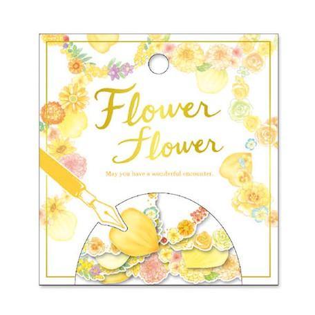 Mind Wave Washi Sticker Flakes - Flower Wreath Label & Petal Light Yellow | papermindstationery.com | boxing, Flake Stickers, Flower, Mind Wave, sale