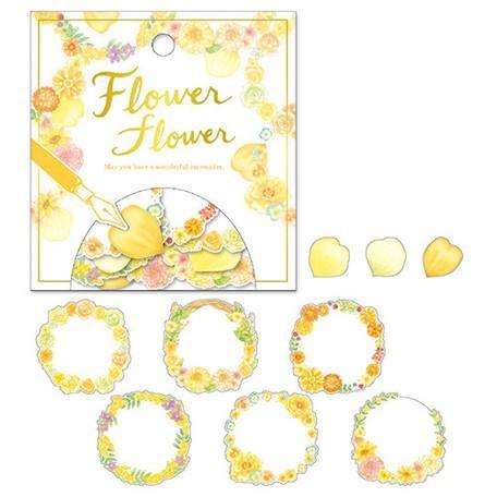 Mind Wave Washi Sticker Flakes - Flower Wreath Label & Petal Light Yellow | papermindstationery.com | boxing, Flake Stickers, Flower, Mind Wave, sale