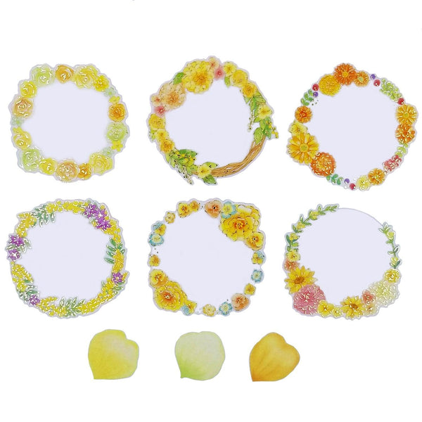 Mind Wave Washi Sticker Flakes - Flower Wreath Label & Petal Light Yellow | papermindstationery.com | boxing, Flake Stickers, Flower, Mind Wave, sale