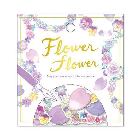 Mind Wave Washi Sticker Flakes - Flower Wreath Label & Petal Light Purple | papermindstationery.com
