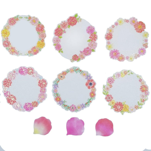 Mind Wave Washi Sticker Flakes - Flower Wreath Label & Petal Light Red | papermindstationery.com