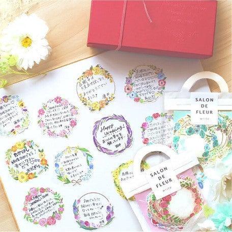Salon de Fleur Flower Wreath Mint - Mind Wave Flake Stickers Writing Label Stickers | papermindstationery.com