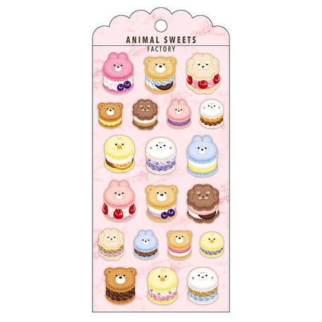 Mind Wave Sticker Sheet - Puffy Animal Sweets Macaron | papermindstationery.com | Bear, Dessert, Mind Wave, Sticker Sheet