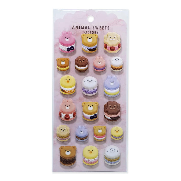 Mind Wave Sticker Sheet - Puffy Animal Sweets Macaron | papermindstationery.com | Bear, Dessert, Mind Wave, Sticker Sheet