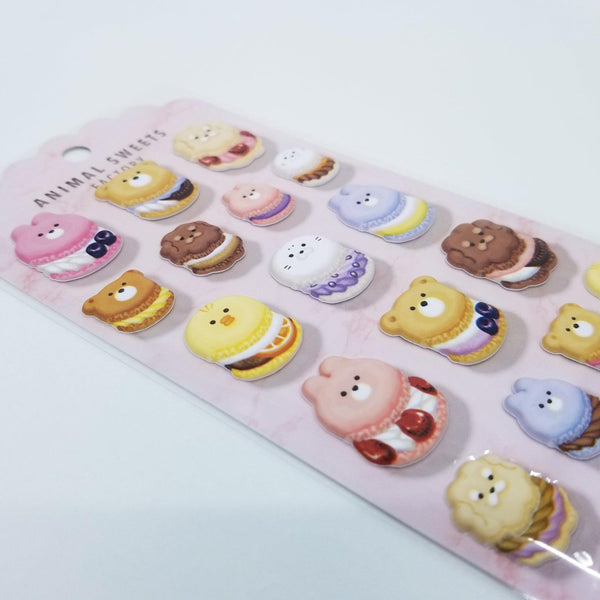 Mind Wave Sticker Sheet - Puffy Animal Sweets Macaron | papermindstationery.com | Bear, Dessert, Mind Wave, Sticker Sheet