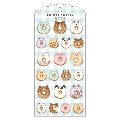 Mind Wave Sticker Sheet - Puffy Animal Sweets Donut | papermindstationery.com | Bear, Dessert, Mind Wave, Sticker Sheet