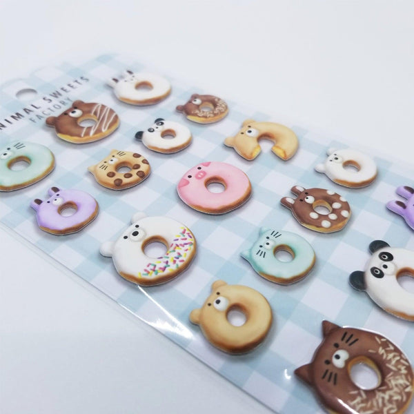 Mind Wave Sticker Sheet - Puffy Animal Sweets Donut | papermindstationery.com | Bear, Dessert, Mind Wave, Sticker Sheet