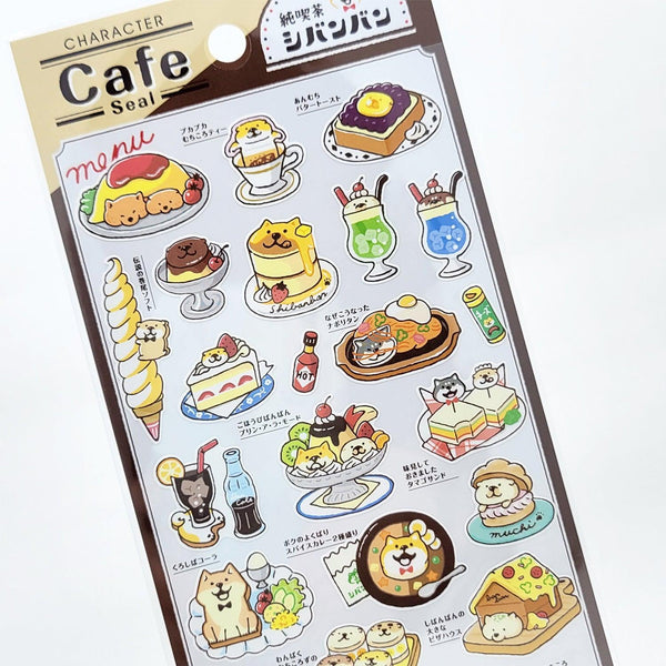 Mind Wave Sticker Sheet - Character Café Shiba Dog | papermindstationery.com | Dessert, Dog, Mind Wave, Sticker Sheet