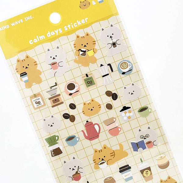 Mind Wave Sticker Sheet - Relaxing Day Cat | papermindstationery.com | Cat, Mind Wave, Pet, Sticker Sheet