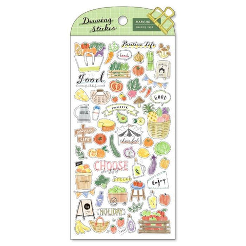 Mind Wave Sticker Sheet - Drawing Sticker Food Market | papermindstationery.com | Mind Wave, Sticker Sheet