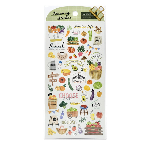 Mind Wave Sticker Sheet - Drawing Sticker Food Market | papermindstationery.com | Mind Wave, Sticker Sheet