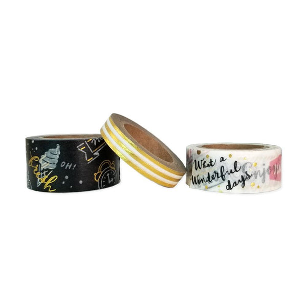 Mind Wave Washi Tape Masking Tape Foil Stamping Set - Casual Hand Writing Happy Words | papermindstationery.com | boxing, Mind Wave, Others, sale, Washi Tape Set, Washi Tapes