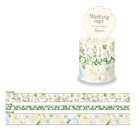 Mind Wave Washi Tape Masking Tape Set - White Flower Bloom | papermindstationery.com | boxing, Flower, Mind Wave, sale, Washi Tape Set, Washi Tapes