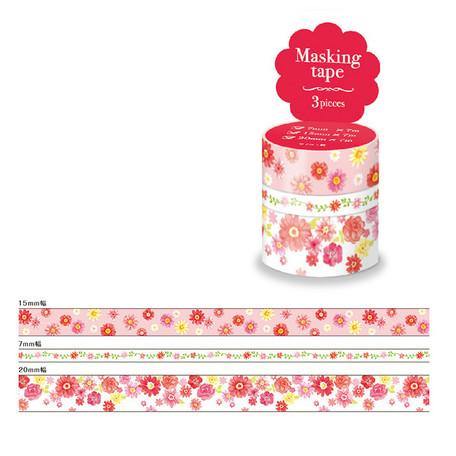 Mind Wave Washi Tape Masking Tape Set - Red Flower Bloom | papermindstationery.com | boxing, Flower, Mind Wave, sale, Washi Tape Set, Washi Tapes