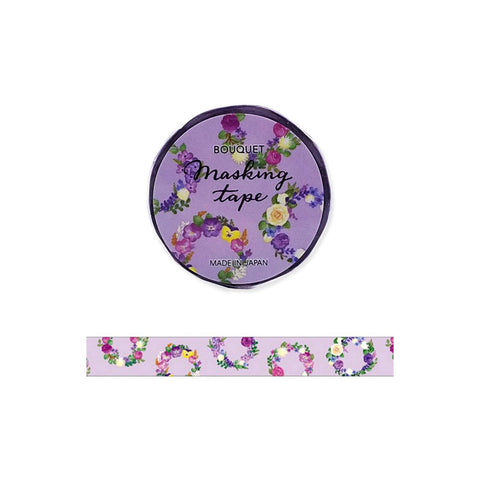 Mind Wave Washi Tape 15mm Masking Tape - Purple Flower Wreath | papermindstationery.com | 15mm Washi Tapes, Flower, Mind Wave, Washi Tapes