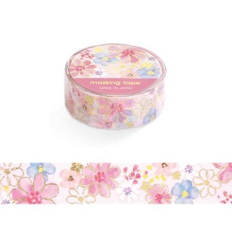 Mind Wave Washi Tape 15mm Masking Tape Foil Stamping - Pink Watercolor Flower | papermindstationery.com | 15mm Washi Tapes, Flower, Mind Wave, Washi Tapes