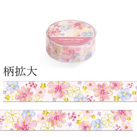 Mind Wave Washi Tape 15mm Masking Tape Foil Stamping - Pink Watercolor Flower | papermindstationery.com | 15mm Washi Tapes, Flower, Mind Wave, Washi Tapes