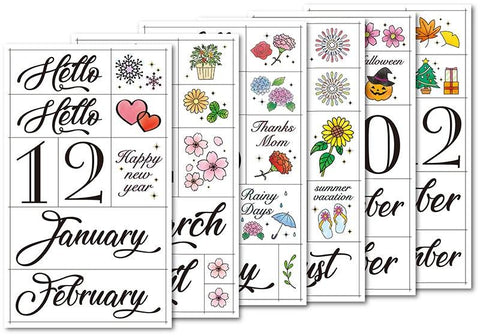 Pine Book - Planner Journal Decoration Stickers 6 pcs Set - 12 Months | papermindstationery.com