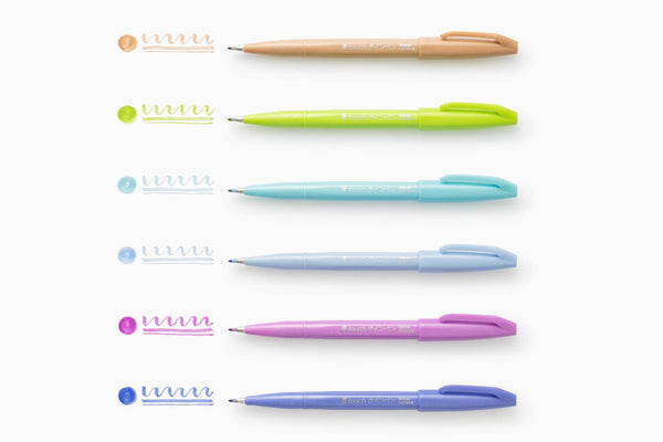 PENTEL Brush Pen Brush Touch Sign Pen NEW 6 Colors Set | papermindstationery.com | Brush Pens, Markers, PENTEL, Writing Tools